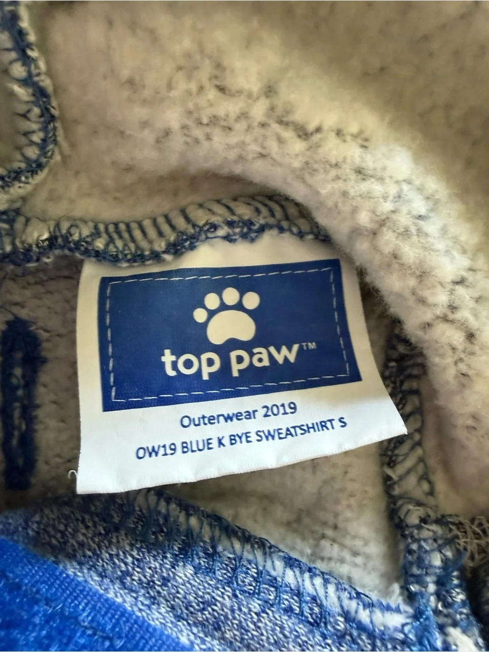 Top Paw K.Bye Blue Fleece Lined Dog Hoodie Small